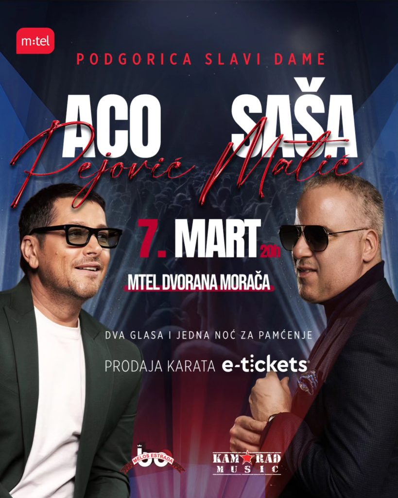 Muzički spektakl – zajednički koncert Aca Pejovića & Saše Matića u M-TEL dvorani 7.marta