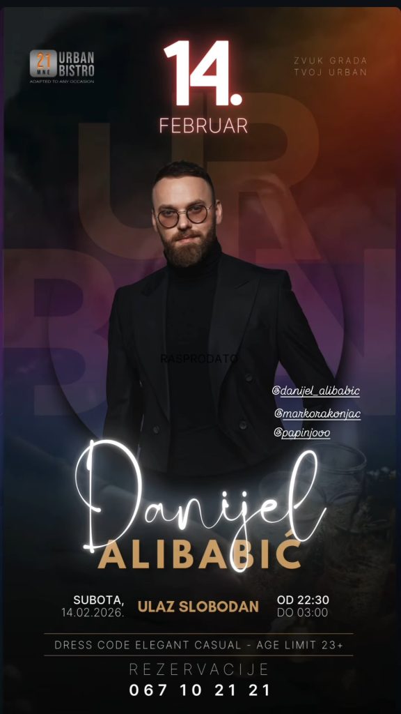 Nastup Danijel Alibalića u 21MNE Urban Bistro-u za Dan zaljubljenih