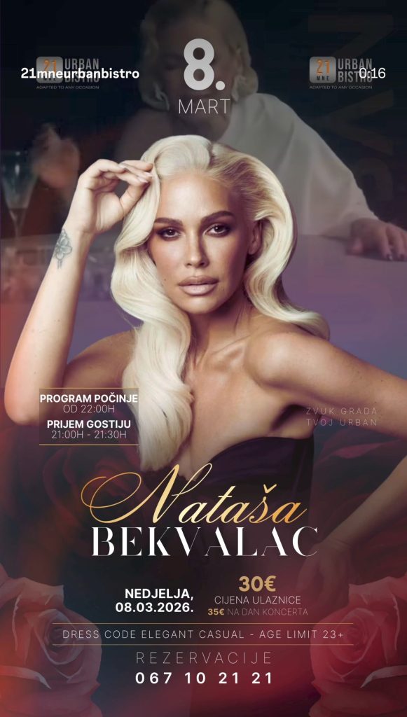 Nataša Bekvalac ponovo u ,,21MNE Urban Bistro”-u na Dan žena