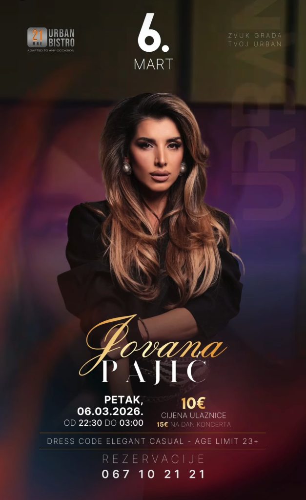Jovana Pajić gostuje u ,,21MNE Urban Bistro”-u 6.marta