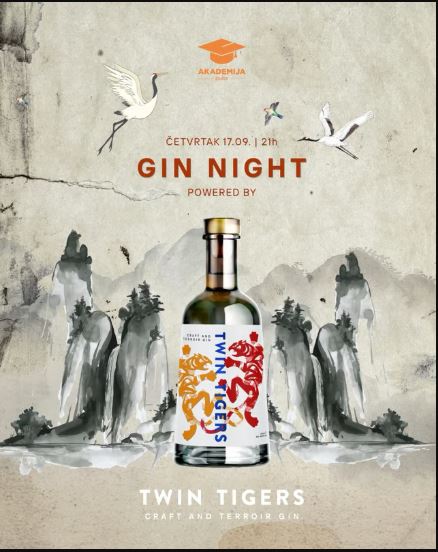 GIN NIGHT on September 17 at “Akademija Piva” 🐅🍸🎧🐅🎶