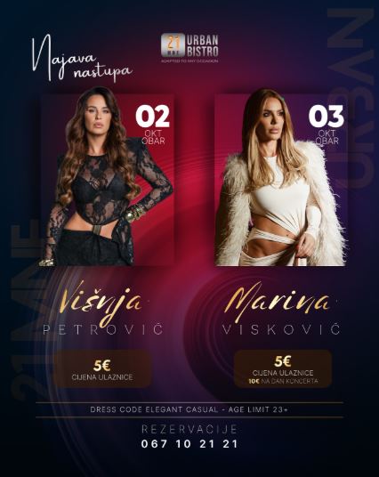 Vikend  u ,,21 MNE Urban Bistro”-u🎶🎤🎶