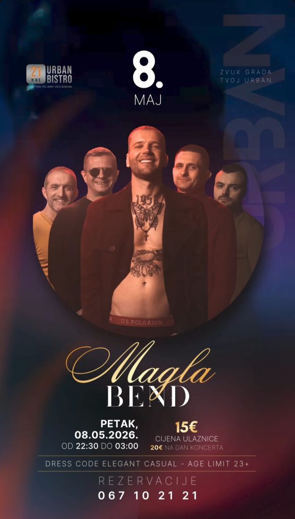 ,,Magla bend" 8.maja u ,,21 MNE Urban Bistro"-u🎶🎤