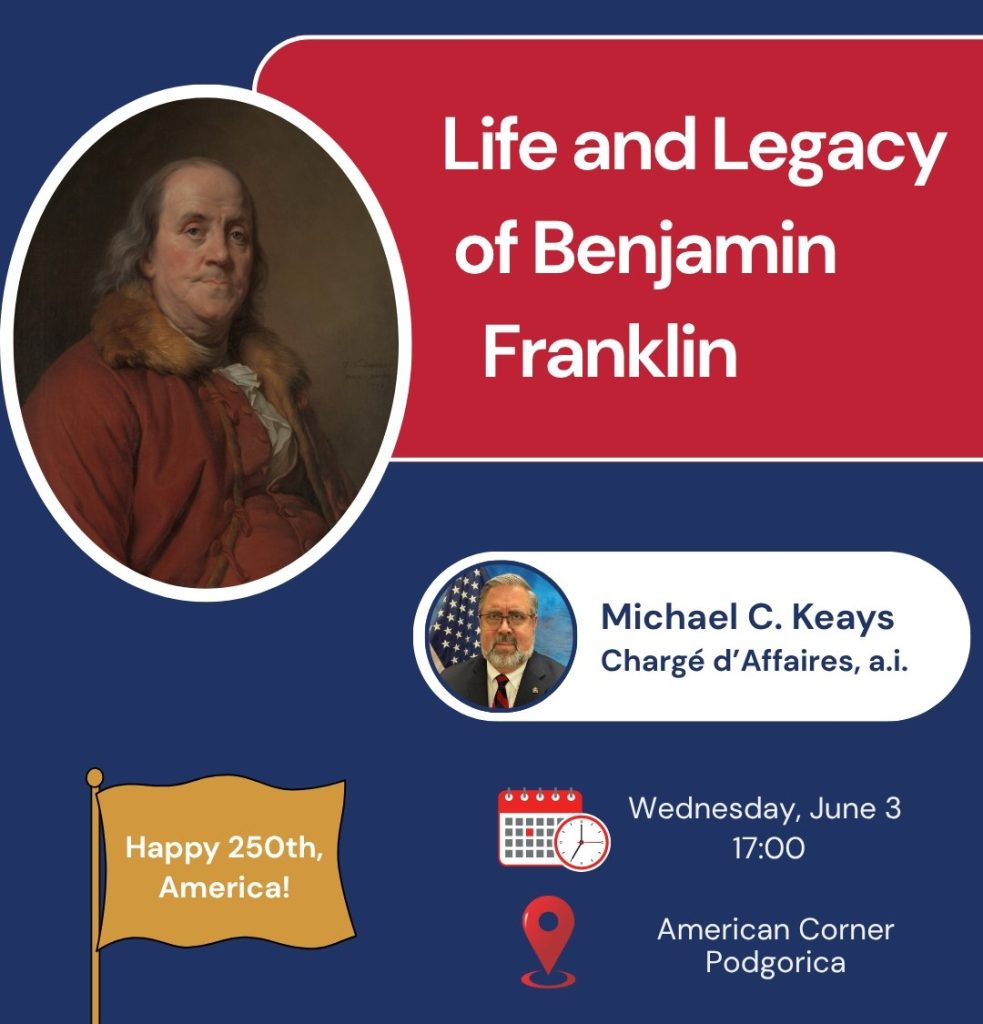 An evening dedicated to the life and legacy of Benjamin Franklin on June 3rd at the American Corner📚