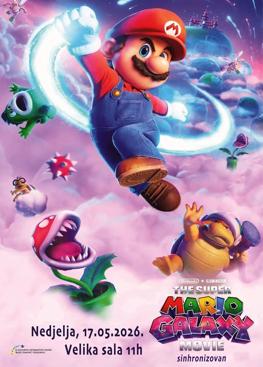 Animated movie “SUPER MARIO: GALACTIC MOVIE” on May 17th at KIC “Budo Tomović” 🎬
