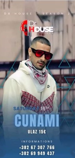 Cunami LIVE on May 16th at ,,Dr House Club"-u🎧🎉🎵