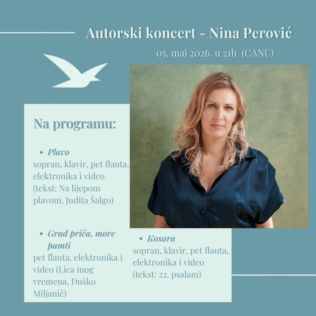 An Evening with Composer Nina Perović “Plava” on 5th of May at the Montenegrin Academy of Sciences and Arts (CANU) 🎶🎭🎭
