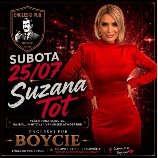 Suzana Tot 25.jula u ,,Boycie Pub"-u🎤😂🎭