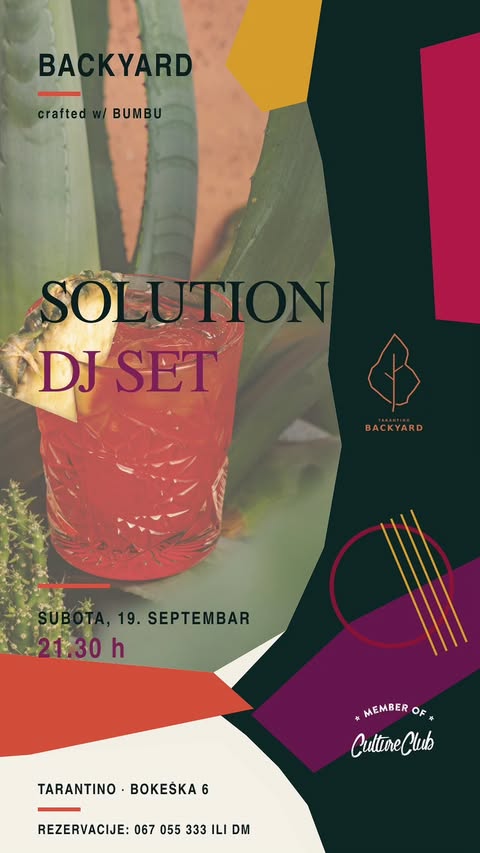 SOLUTION DJ SET 19.septembra u CC ,,Tarantino" 🎧🎶🍻