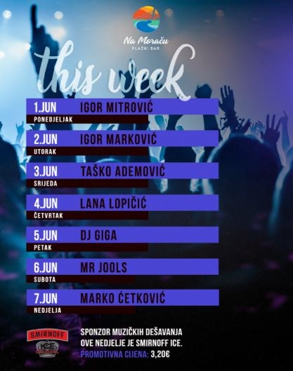 A Week of Music and Relaxation at the Beach Bar “Na Moraču” 🌴☀️🎶🍹🎧🌊