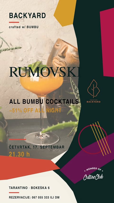 RUMOVSKI on September 17th at CC "Tarantino"🎧🎶🍻"