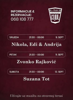 Muzička sedmica u restoranu ,,13.jul-Plantaže"🎶🍷✨