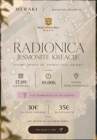 Jesmonite workshop on September 17th at Hotel "Podgorica"🥂📦✂️📜🎨