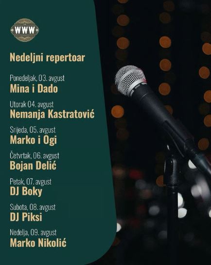 Muzička sedmica u WWW Pub-u🥳🎶🍻🥂