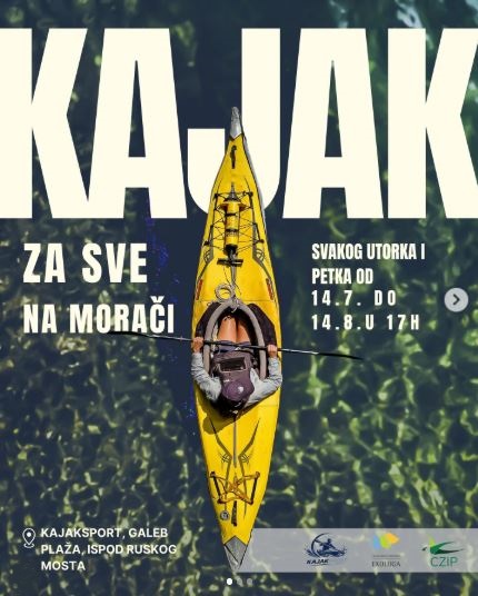 KAJAK ZA SVE NA MORAČI🛶🚣‍♀️🌊Svakog UTORKA & PETKA☀️14.jul-14.avgust☀️Plaža ,,Galeb"🌊🛶🚣‍♀️