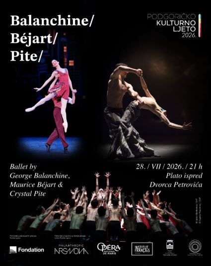 Jedinstveno baletsko putovanje kroz projekcije tri remek-djela baletske umjetnosti koreografa Džordža Balanšina, Morisa Bežara i Kristal Pajt🩰💃🏻✨28.jul, Plato ispred Dvorca Petrovića🩰🎬✨