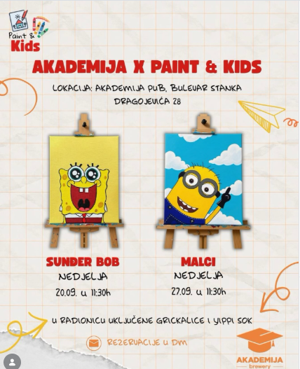 Radionica AKADEMIJA x PAINT & KIDS 🎨20.septembra u Akademiji piva🍻🎨✨