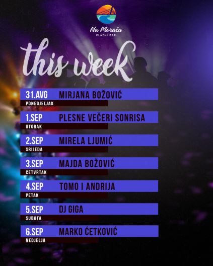 Music week at the Beach Bar “Na Moraču” 🌴☀️🎶🍹🎧🌊