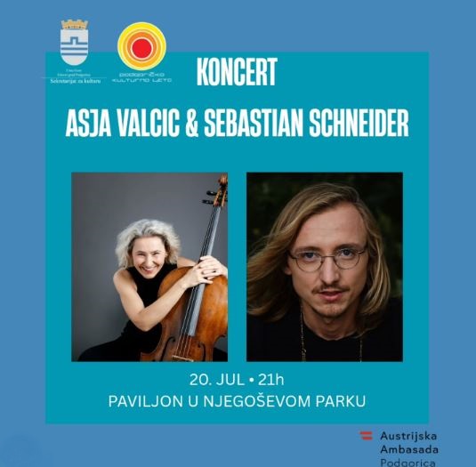 Concert - Duo Asja Valčić and Sebastian Schneider, July 20 in Njegošev Park🎵🎹🎻🎶🌳