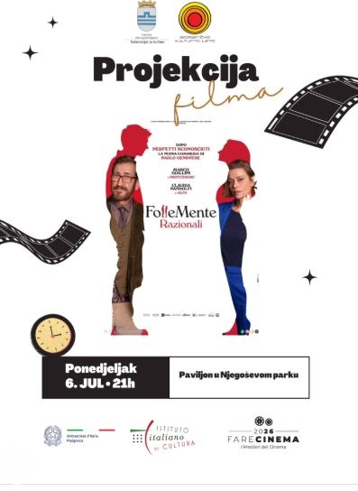🎬 FARE CINEMA: Screening of the movie "Madly" ("FolleMente" - 2025) on July 6th at Njegošev Park 📍🌳🎬