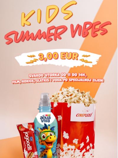 Kids Summer Vibes Paket u Cineplexx-u svakog utorka tokom ljeta - za samo 3€🎟️🍿🍬💧