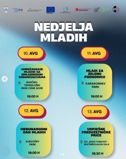 Nedelja mladih: 10. - 3.avgust, više lokacija u gradu🙌