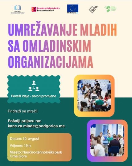 Nedelja mladih: Umrežavanje mladih sa omladinskim organizacijama, 10.avgust, Naučno-tehnološki park Crne Gore💬🌐 🎙️