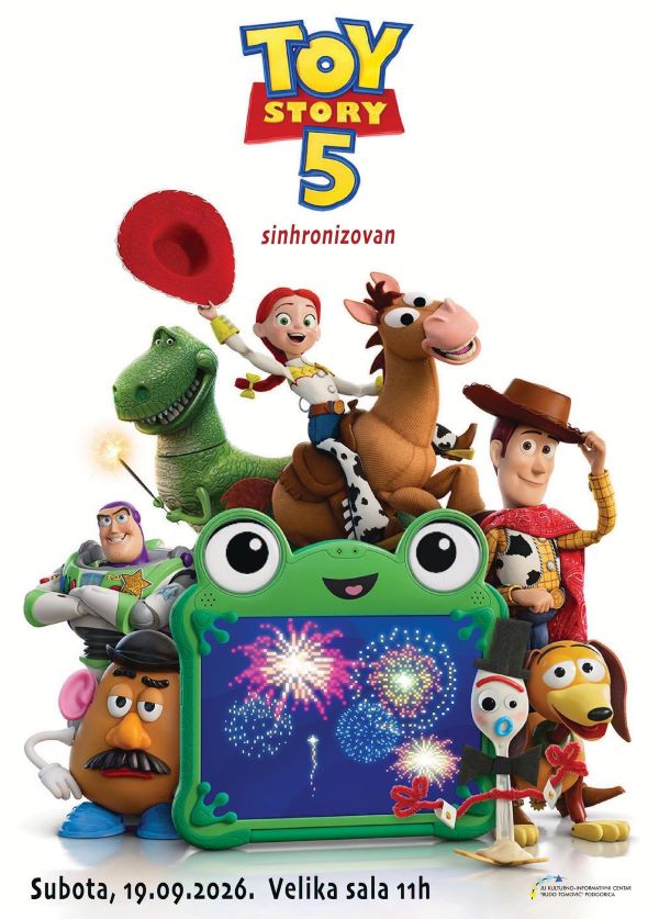 Projekcija animiranog filma ,,PRIČA O IGRAČKAMA 5" 19.septembra u KIC-u ,,Budo Tomović"🎬🫏🧸🧩🍿