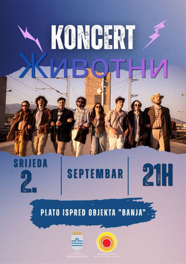 Koncert makedonskog alternativnog benda „Животни“ .septembra na platou ispred ,,Banje"🎸🎤🎶