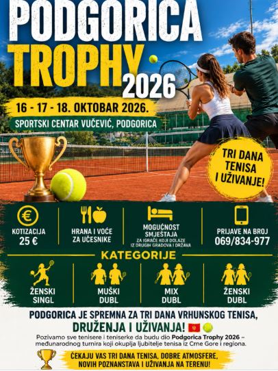 International Tennis Tournament "Podgorica Trophy 2026"🏆October 16th-18th🎾SC "Vukčević" 🇲🇪🎾🏆