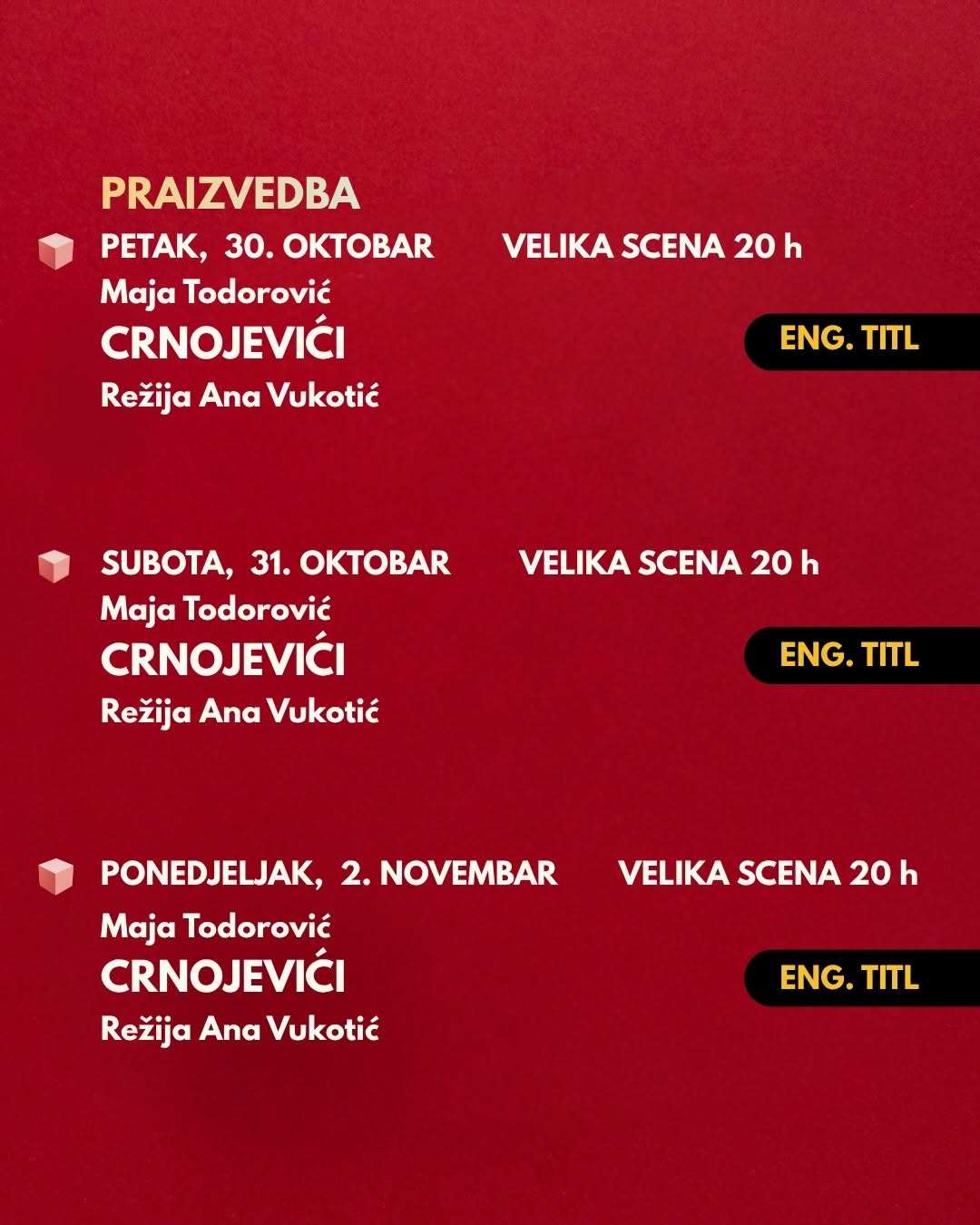 Premiere of the play “CRNOJEVIĆI” on October 30th at the Main Stage of the Montenegrin National Theatre (CNP)🎭