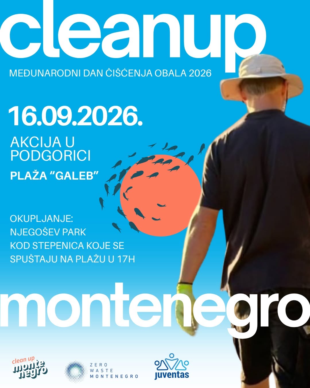 Coast cleanup campaign on September 16th in Podgorica as well – “Galeb” Beach🧤🌍🌊
