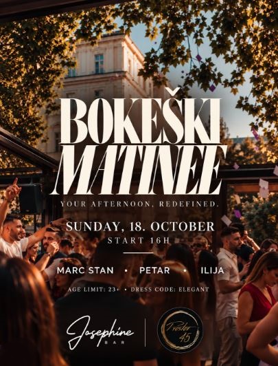 BOKEŠKA MATINEE on October 18th 🎧🎶✨ Prostor 45 & Josephine Bar 🎧🎶✨