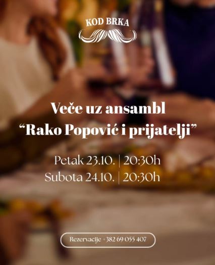 The ensemble "Rako Popović and Friends"on October 23rd & 24th at the tavern "Kod Brka" 🎶🥂✨