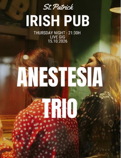 Anestesia Trio 15.oktobra u Irish Pub-u ,,Saint Patrick" 🍀🎸🍻🎶