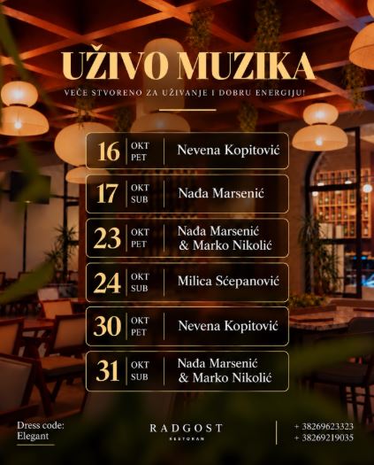 Muzičke večeri u restoranu ,,Radgost"🎶✨🥂