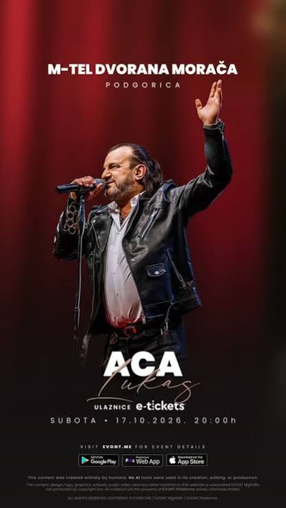 Grand Concert by Aca Lukas on October 17th at the M-TEL Morača Hall🎤✨🎶