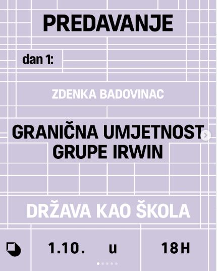 Predavanje Zdenke Badovinac 1.oktobra u Galeriji MSUCG📍🗣️