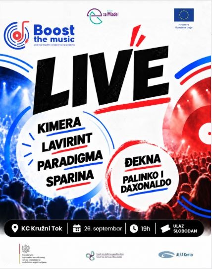 BOOST THE MUSIC zajednički koncert 26.septembrau KC ,,Kružni tok"🎤⚡🎸🎶🔥