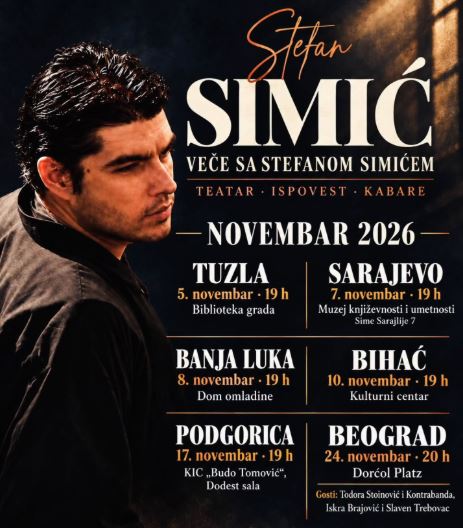 🎭VEČE SA STEFANOM SIMIĆEM U PODGORICI 17.novembra u KIC-u ,,Budo Tomović"✍️🎙️🎭